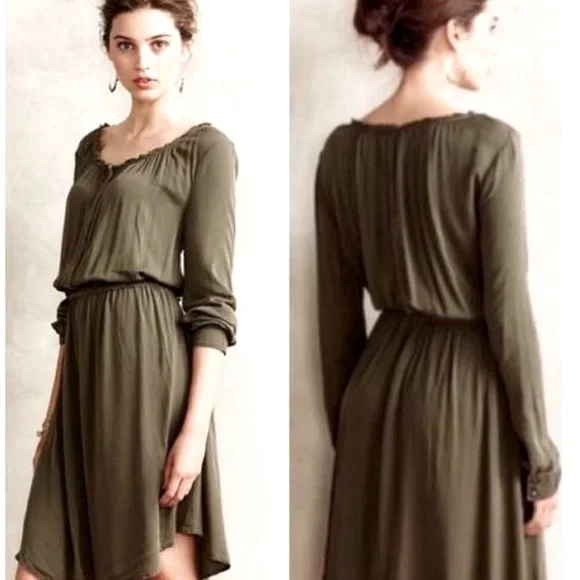 anthropologie olive green dress Maeve - Anthropologie Strapless Oliver Green Pleated MIDI Dress